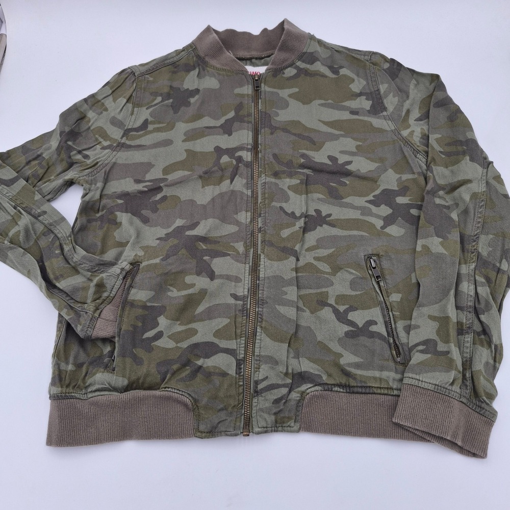 Mossimo Supply Co Camo Bomber Jacket Green Camouflage Full Zip Viscose Small